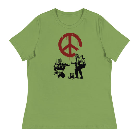 Women’s Banksy peace soldiers fitted t-shirt