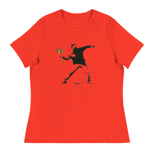 Women’s Banksy flower thrower fitted t-shirt