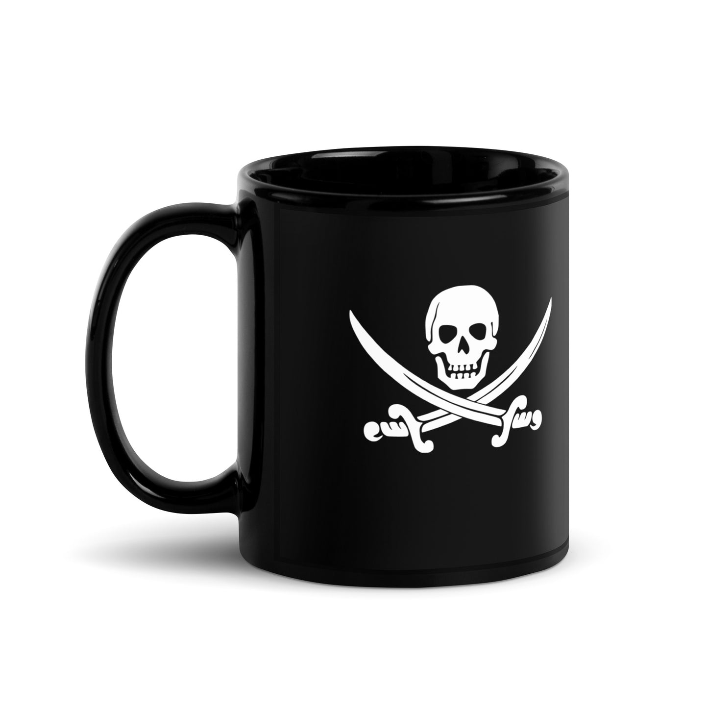 Jolly Roger pirate flag Black Glossy Mug