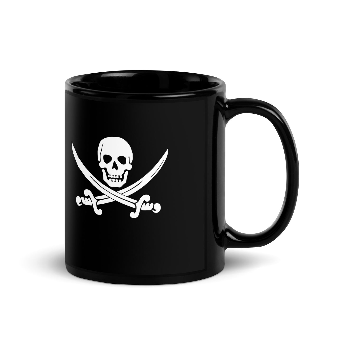 Jolly Roger pirate flag Black Glossy Mug