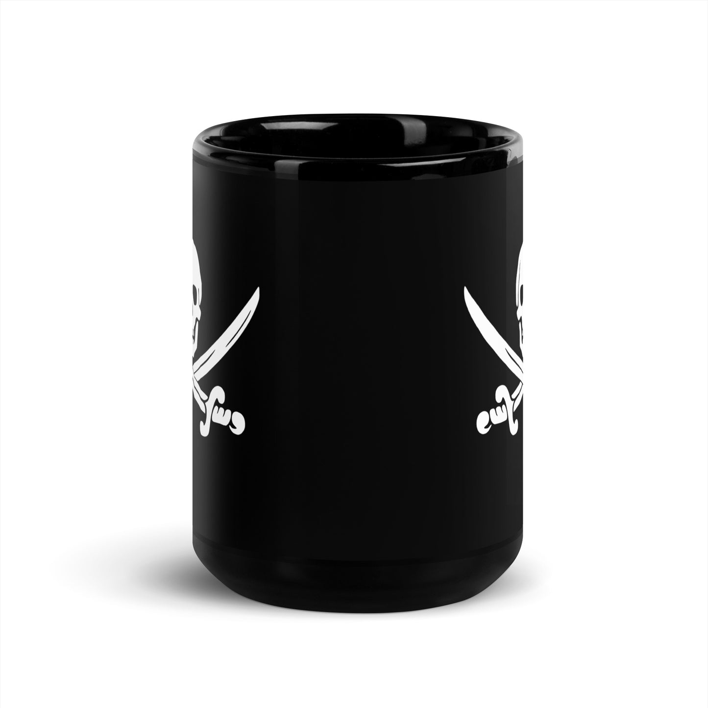 Jolly Roger pirate flag Black Glossy Mug