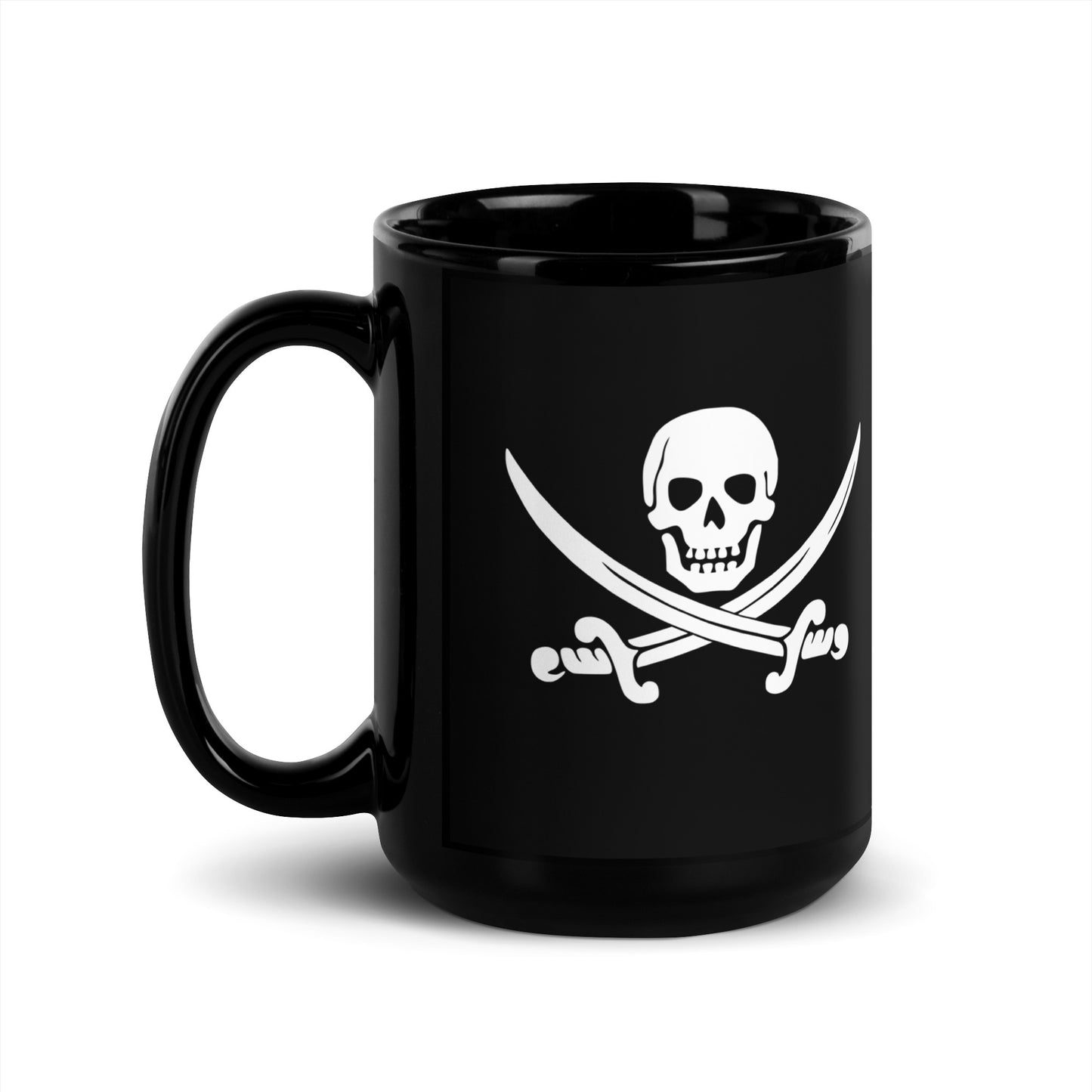 Jolly Roger pirate flag Black Glossy Mug