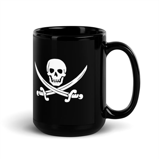 Jolly Roger pirate flag Black Glossy Mug