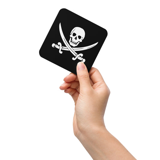 Jolly Roger pirate flag cork-backed coaster