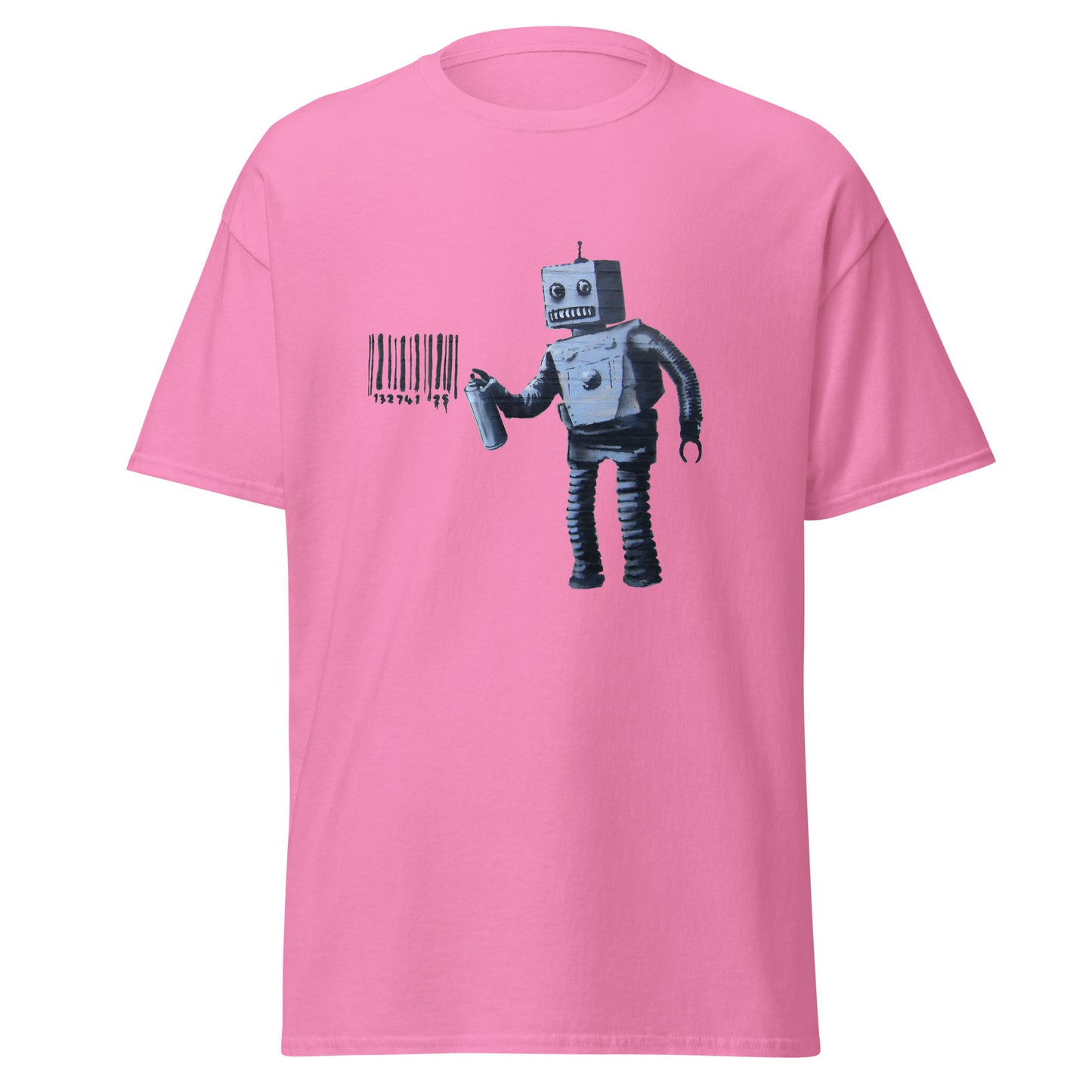 Klassisches T-Shirt mit Banksy-Graffiti-Roboter