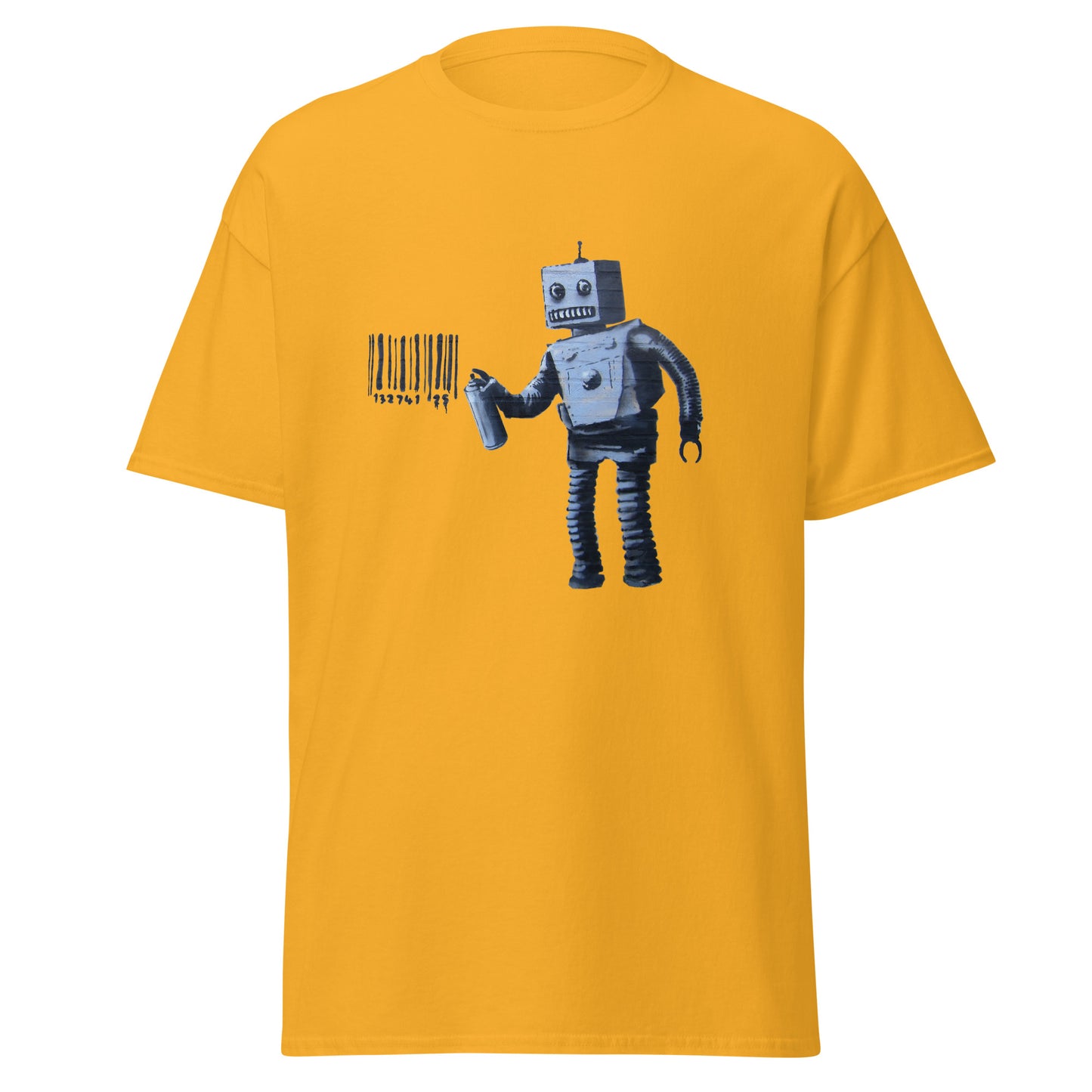 Klassisches T-Shirt mit Banksy-Graffiti-Roboter