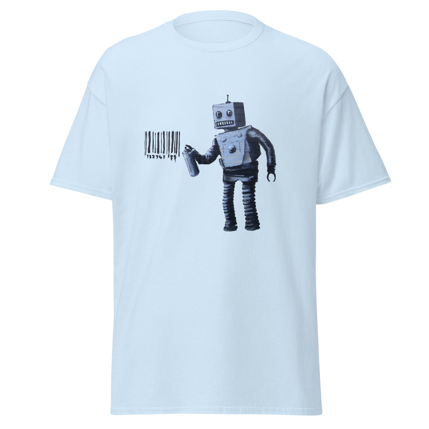 Klassisches T-Shirt mit Banksy-Graffiti-Roboter