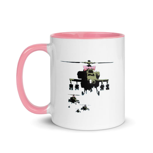 Banksy helicopter with bow coffee Mug