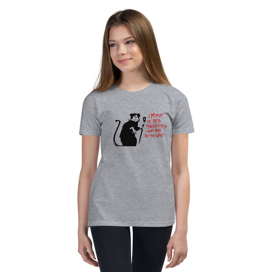 Kinder Banksy aus dem Bett und angezogene Ratte Kurzarm T-Shirt