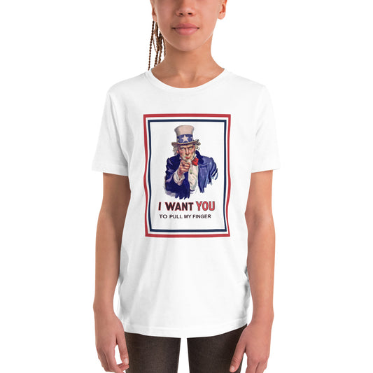 Kids Uncle Sam I want you to pull my finger Kurzarm-T-Shirt